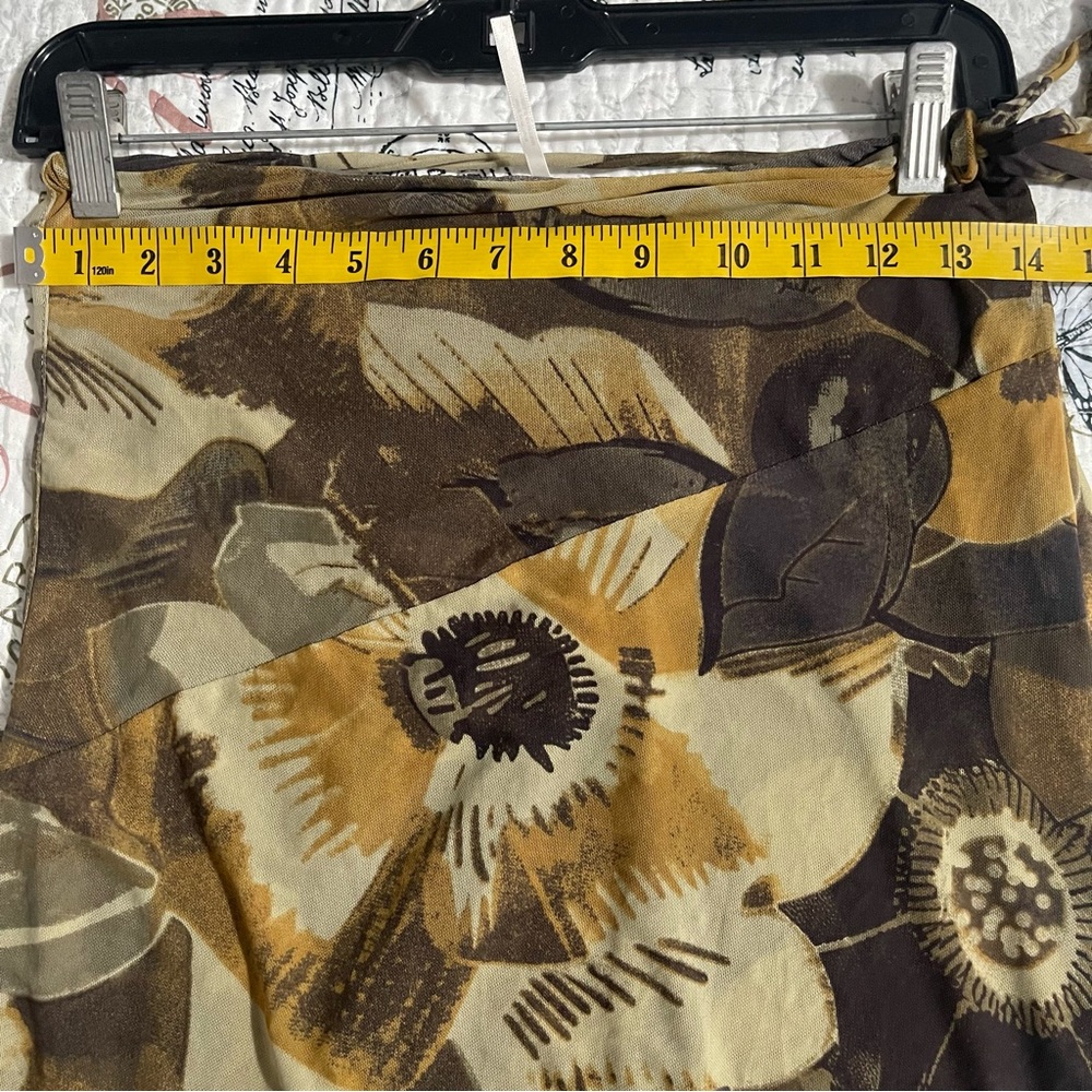 Free People Olive Green Floral Mesh Maxi Skirt with Side Slit - Picture 8 of 10